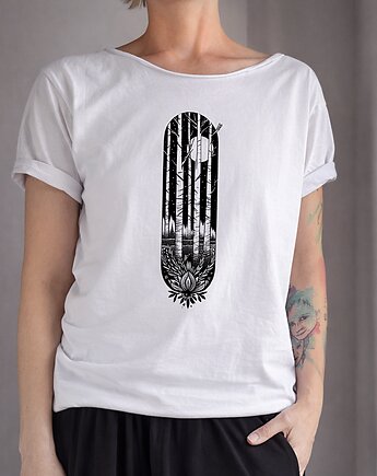 Las graficzny Oversize Biały, ONE MUG A DAY