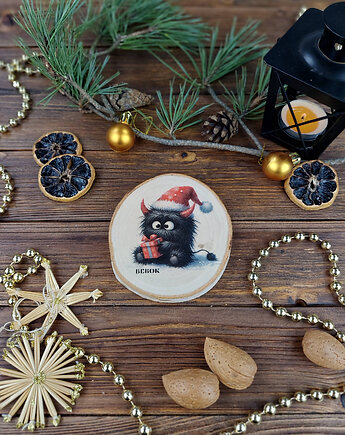 Brzozowa podkładka pod kubek, świąteczna zawieszka - Bebok, Manufa