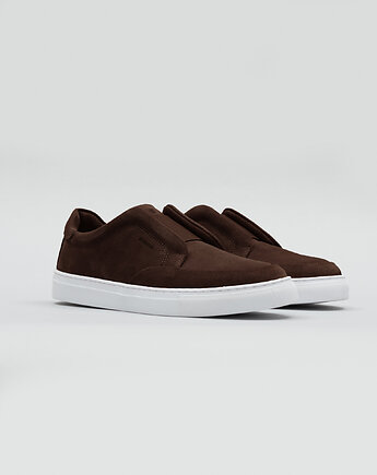 Brązowe sportowe buty zamszowe wsuwane F503 BR4, BORGIO
