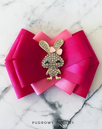 Brosza Wielkanocna z Zajączkiem WIOSNA, Pudrowy Różowy