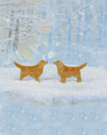 Golden retriever - kolczyki ceramiczne dla miłośniczki psów, Dorca