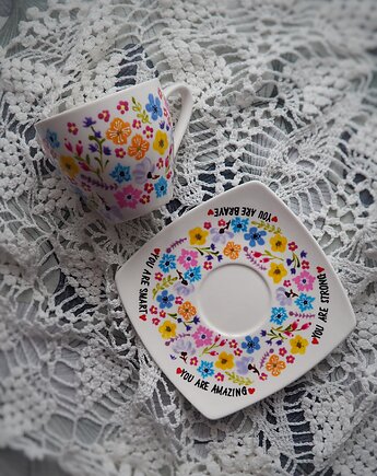 Ręcznie malowana filiżanka dla kochanej osoby WALENTYNKI, ka.linea