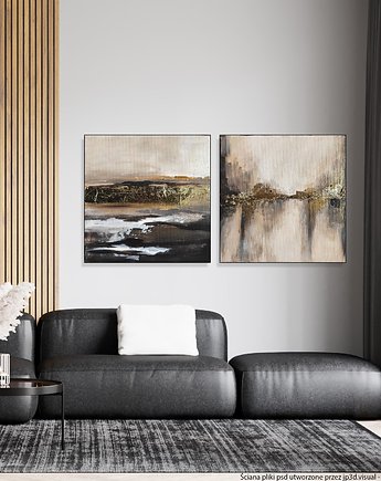 KOLORY ZIEMI ręcznie malowana ABSTRAKCJA dyptyk  obraz, Diana Abstract Art