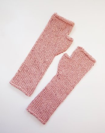 Wiosenne lekkie rękawiczki bez palców pudrowy róż, Made by Jaga