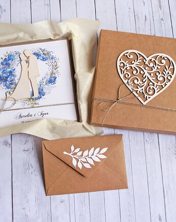 Kartka w pudełku : personalizacja : niebieska, kaktusia