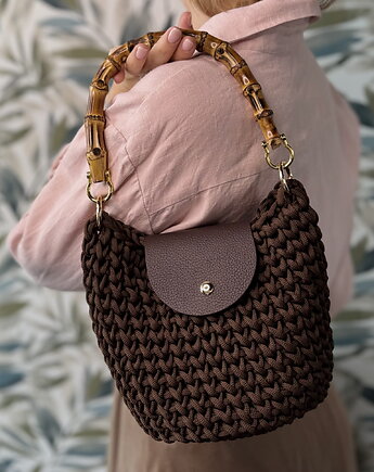 Torebka Classic z bambusowymi rączkami - czekoladowa, Craftbags