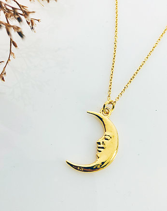Naszyjnik złoty KSIĘŻYC, twarz księżyca, Anemon Atelier