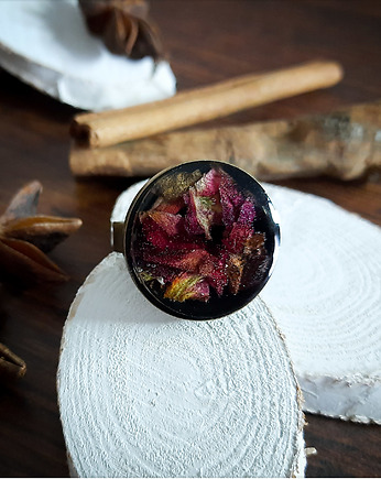 Miedziany pierścionek z płatkami róż, Figa handmade accessories