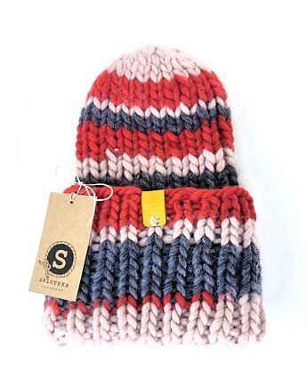 WOOLY COLOR "18"ciepła wełniana czapka, sploteka