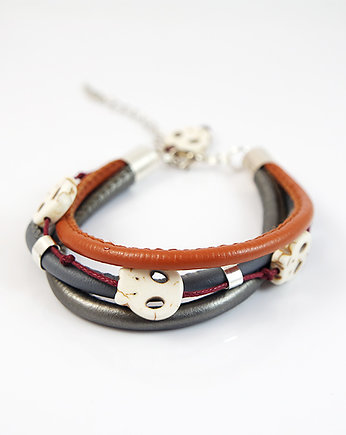 Bransoletka - Czaszki - rzemienie, yenoo
