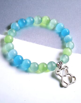 Dla dziewczynki :: miś : gradientowe kocie oko, stal szlachetna, kaktusia