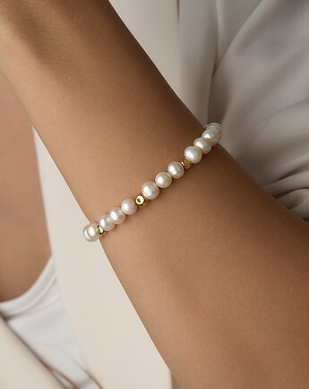 Bransoletka  z naturalnych pereł słodkowodnych- srebro 925 pozłacane, Coccola JEWELLERY