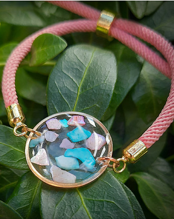 Bransoletka na sznurku z kwarcem i turkusem, Figa handmade accessories