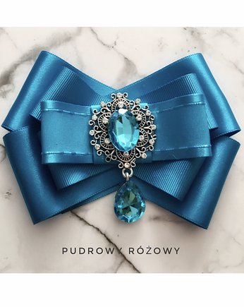 Brosza  Turkusowa z lazurowym kamieniem NEW, Pudrowy Różowy
