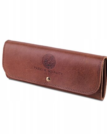 Etui na długopisy Piórnik skórzany tuba futerał Brązowy Parker Quality, Parker Quality