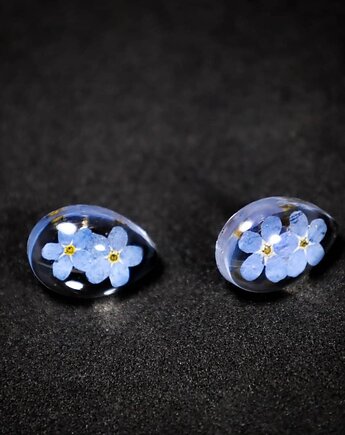 Kolczyki łezki sztyfty z niezapominajką, Lovely Jewellery