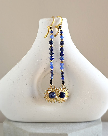 Kolczyki wiszące UNIKAT lapis lazuli, agat, hematyt, Magneska