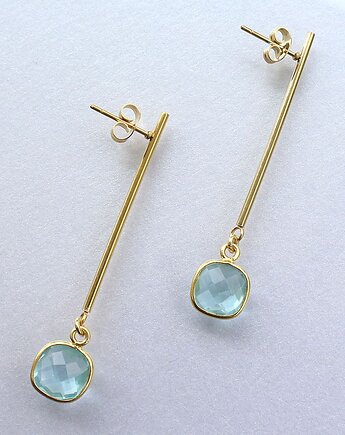 Eleganckie kolczyki pozłacane Topaz błękitny, KEIT