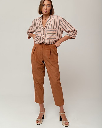 Bawełniane sztruksowe spodnie, CHESTNUT, Yanowska