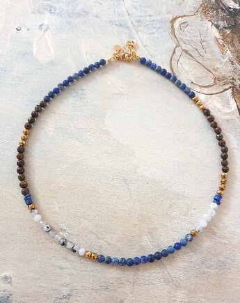 Naszyjnik NEO bronzyt, lapis lazuli, kamień księżycowy, modesign