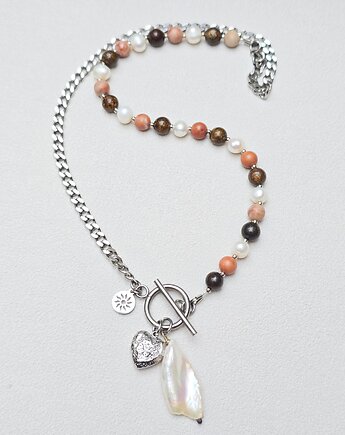 Naszyjnik Pół na Pół Beże w Stali, ILEA