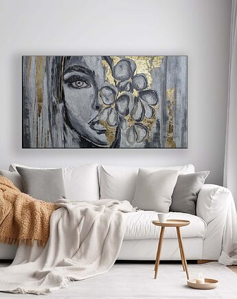 Kobieta Oko Duszy Ręcznie malowany obraz 100x170 cm Duży format, Diana Abstract Art