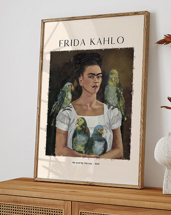 Plakat Reprodukcja Frida Kahlo - Ja i moje papugi, OKAZJE - Prezent na Dzień Kobiet