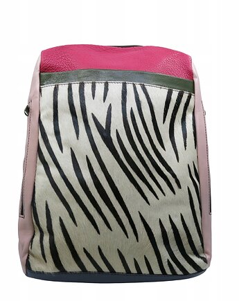 Plecak skórzany ze skrawków oryginalny pojemny kieszenie mieści A4 OLIVKA, Olivka Warsaw