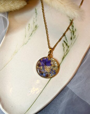 Piękny naszyjnik z kwiatami  Niebieska Łąka, Blask Natury