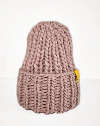 Wełniana czapka zimowa WOOLY pudrowy róż, sploteka