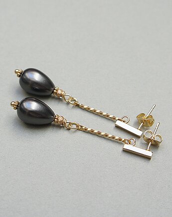 Kolczyki pozłacane Pearls /graphite/ 29.05.25/, KiKa pracownia