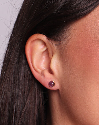 Kolczyki pozłacane sztyfty - ametyst, Bring Biżuteria