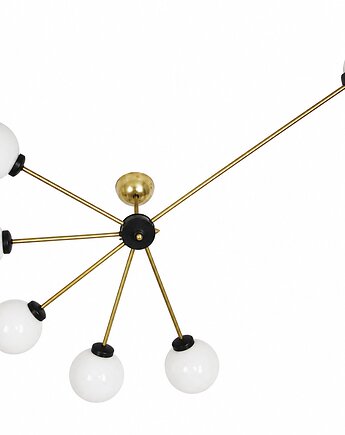 Żyrandol Stilnovo 60s mosiądz szkło 6xE14 vintage, Relikt design