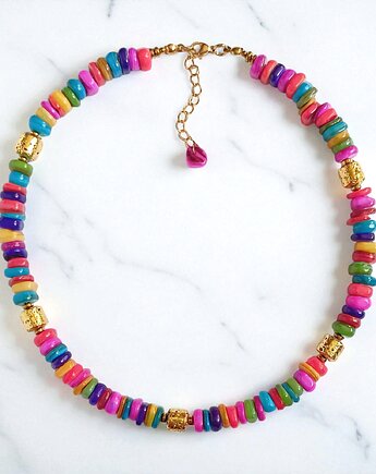 NASZYJNIK : Summer collection: złota lawa, kolorowa masa perłowa, kaktusia