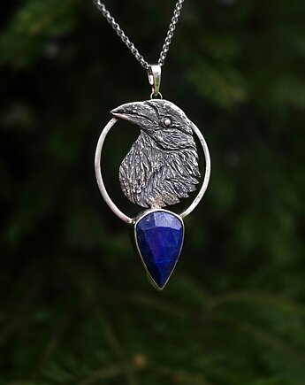 Kruk- Srebrny naszyjnik z lapis lazuli, Dziki Królik
