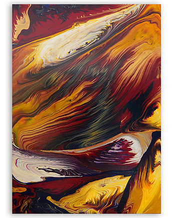 Obraz abstrakcyjny do salonu, żywe kolory, pt. 'Złote Góry' 50x70 cm, Akrylove art