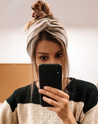 Beige Velvet Turban - Opaska, Girlsband