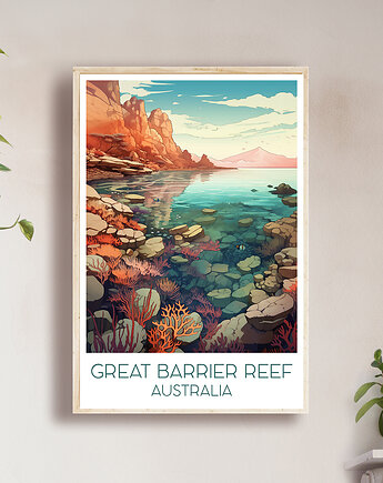 Australia - Wielka Rafa Koralowa - Plakat, pamiątka dla podróżnika, Black Sapphire Art