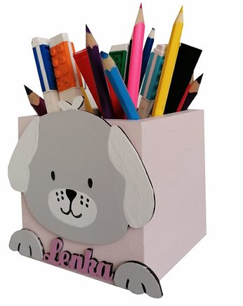 Przybornik na kredki z imieniem- Piesek- Ok10, Prowansalska Manufaktura