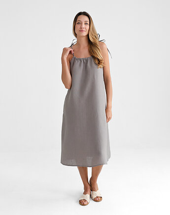 Lniana Sukienka FLORA MIDI true gray, so linen!
