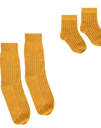 Musztardowe skarpetki w prążki dla Mamy i Niemowlaka, FAVES. Socks&Friends
