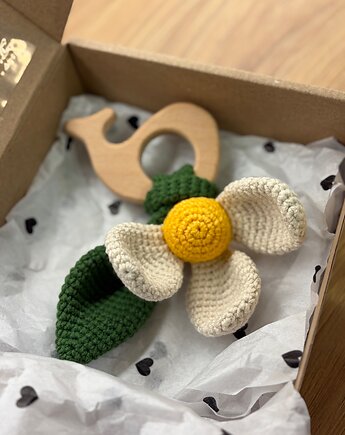 Grzechotka na szydełku, prezent dla dziewczynki na chrzest, HANDMADE crochet by Klaudia