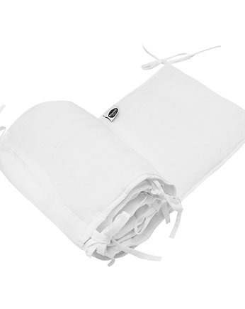 Biały ochraniacz do łóżeczka z lnu, Nukko Design