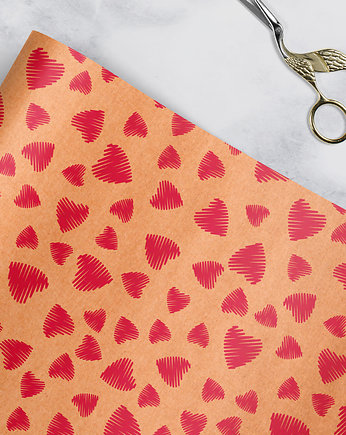 papier do pakowania -  Serce kreska- P-085k, Wrap and Pack