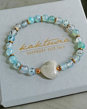 Serce z labradorytu, agat smoczy, kaktusia