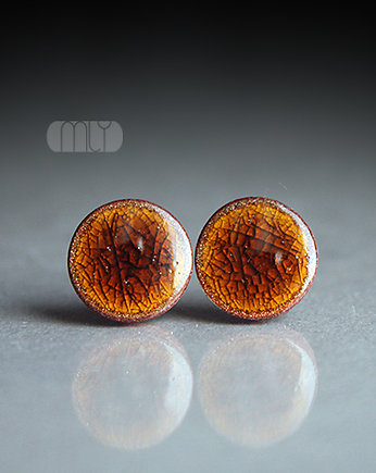 Kolczyki ceramiczne Miodowe 14mm/stal chirurgiczna/, Magda Łysiak