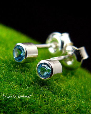 Kolczyki z Topazem - Kropeczki - Srebro, Kuźnia Nehesi