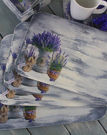 Podkładki pod talarze, lawenda, shabby chic, Monique Art
