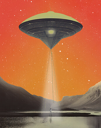 Plakat / Surrealistyczny Kolaż / UFO, balance