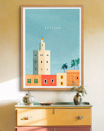 Sewilla Hiszpania - Złota Wieża i panorama miasta - plakat fine art, minimalmill